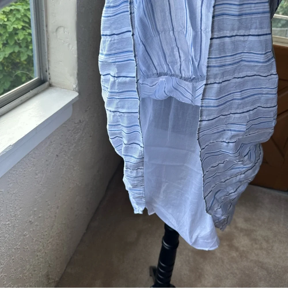 NWT Rebecca Taylor Striped Linen Halter Neck Size S Blue & White Mid Thigh Dress - Picture 12 of 16